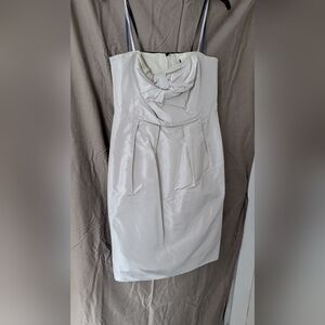 J. Crew Womens size 6 100% Silk Strapless Dress Silver Gray with Bow Detail Styl